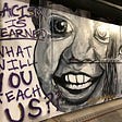 Photo of BLM mural about racism.