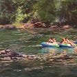 People in rafts on the Toccoa River — pastel painting by author Marsha Hamby Savage.
