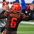 Baker Mayfield warming up for the Cleveland Browns.