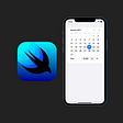 SwiftUI logo and iPhone with DatePicker