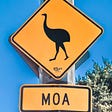 Moa Crossing road sign