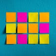Blue back ground with colourful sticky notes
