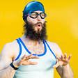 Bearded guy in swim gear — 5 More English Words That Don’t Make Any Damn Sense