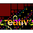 Beautifully and colorfully the word creative is typed