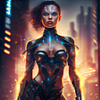 Midjourney prompt: full body portrait of a super intelligent AI in female physical form, incredibly beautiful, in cyber city — ar 3:2 — q 2 — upbeta — v 4