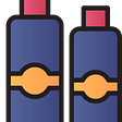 Bottles of shampoo and conditioner, illustration cartoon style.