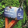 Old letterbox with number twelve. Address M O May, Limerick Lane