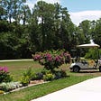 Golf Cart parked in front of house