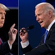 Composite image of Donald Trump and Joe Biden during their last presidential debate.