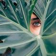 A blue eye looking through a leaf. A Simple Idea to Revolutionize Your Health & Save You Money by Rich Poley. Health, Lifestyle, Healthcare, Medicine