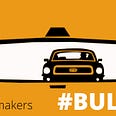 Videomakers #BULLIT graphic with car in rear view mirror