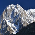 Morning view of Hunza peak, 6 270 m, and Ladyfinger (Bublimating) peak,6 000 m, from Duikar (Eagle’s Nest)