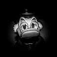 Scrooge McDuck in monochrome.
