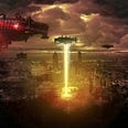 A picture of UFO’s attacking a city.