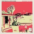 Cover art for ‘Remember the Remix’, showing a bungalow and pool in Palm Springs using bright red and warm yellow tones.