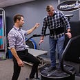Spencer Milo works on his balance during a physical therapy session at the Marcus Institute for Brain Health at the University of Colorado. Photo courtesy of Spencer Milo