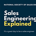 Spotlight image with dark navy background and light blue lightbulb reading “National Society of Sales Engineers. Sales Engineering Explained. It’s a great day to be a sales engineer”