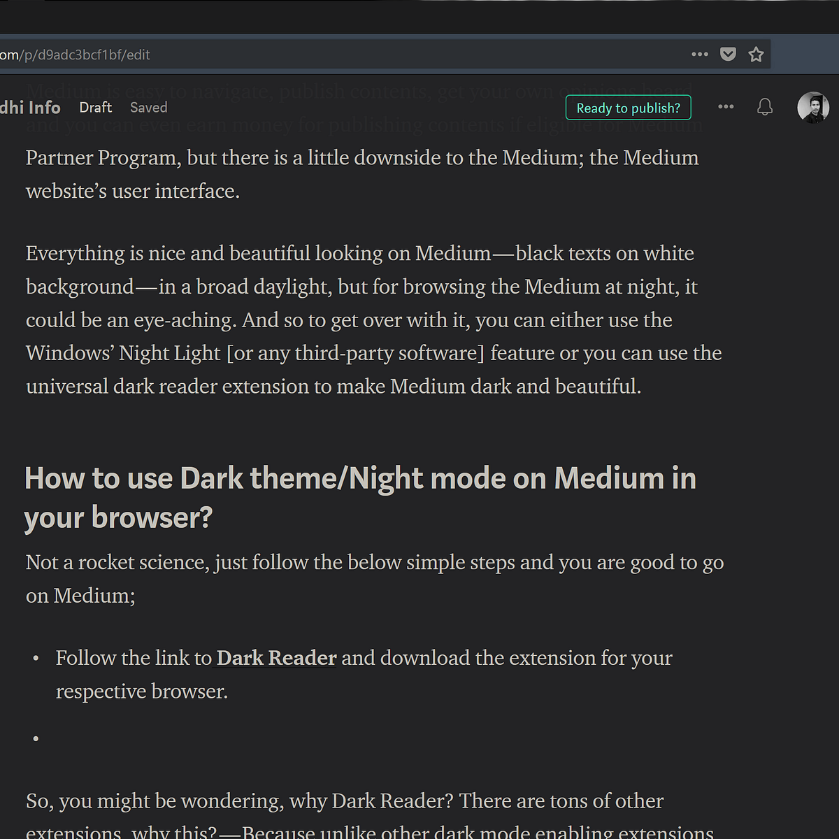 How To Get Dark Night Mode On Medium In Your Browser By Mahesh Shrestha Prabidhi Info Medium