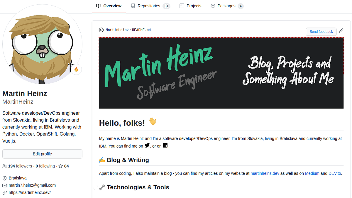 Build a Stunning README For Your GitHub Profile  by Martin Heinz Intended For Heinz Label Template