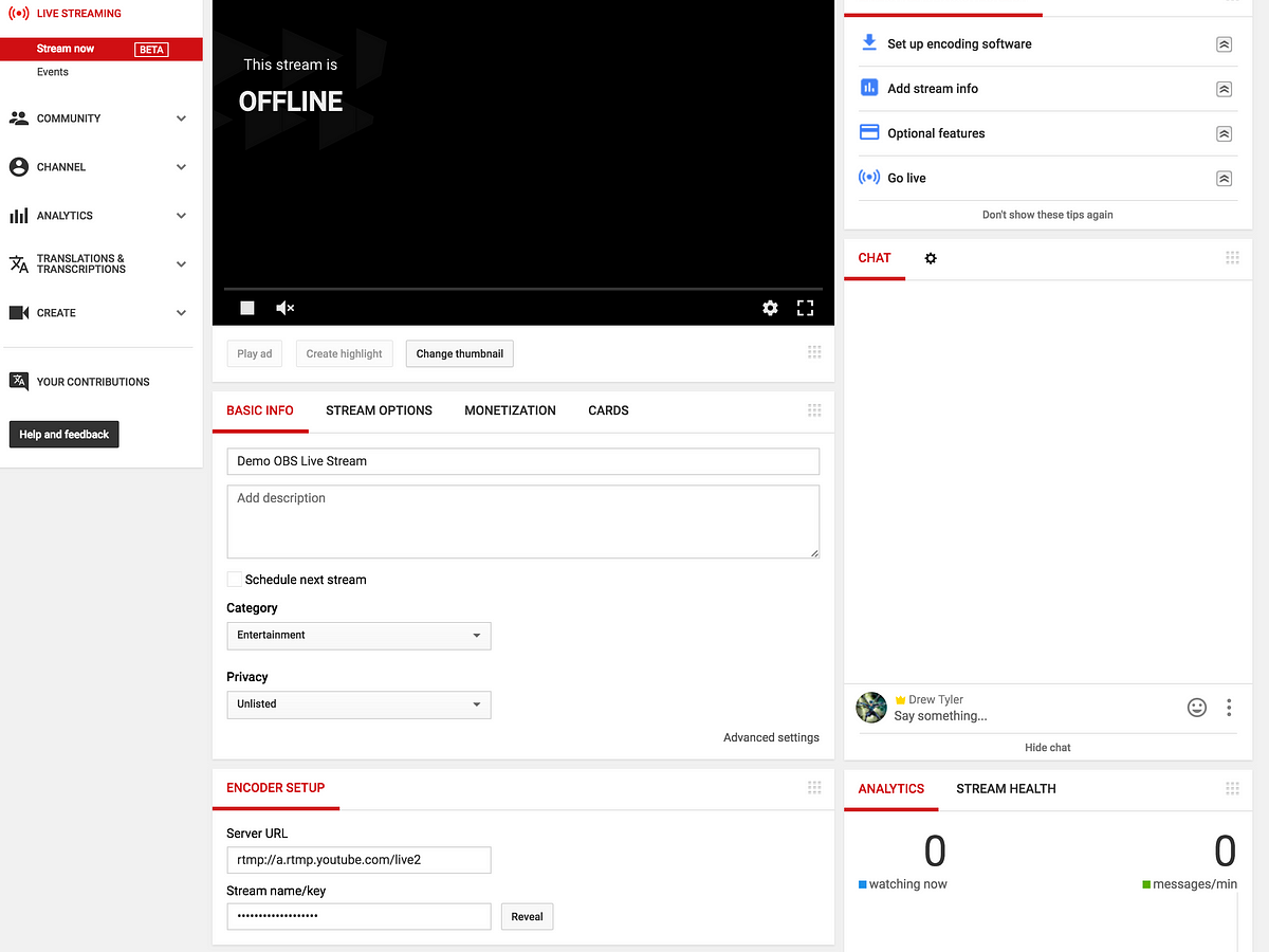 Easy Steps To Connect Obs To Youtube Live By Drew Tyler Go Live Medium