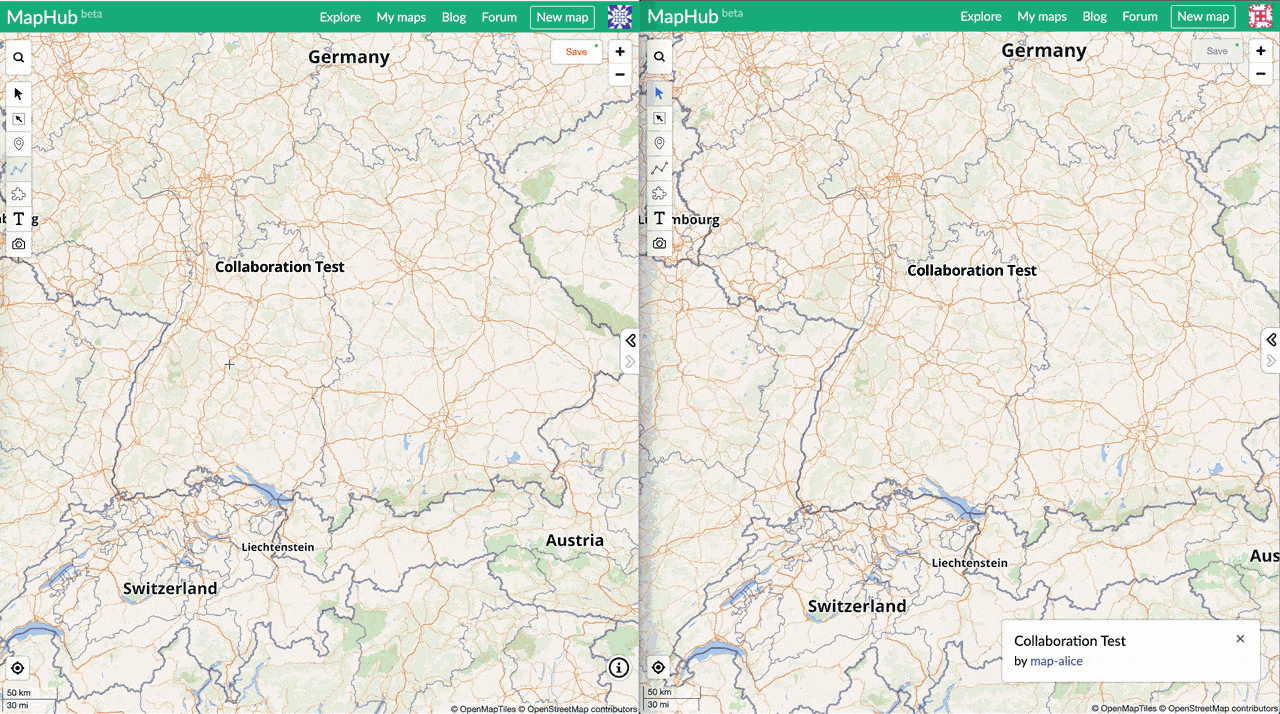 Real-time collaborative maps on MapHub