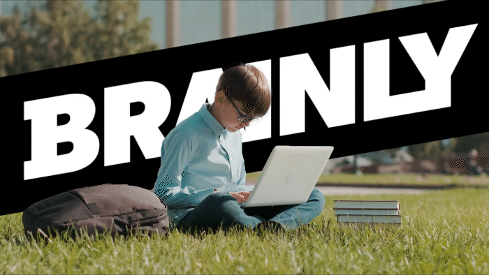 Brainly logo appears behind a boy who is studying.