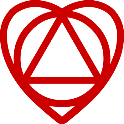the triangle is the truth, the circle is the beauty, the heart is the goodness