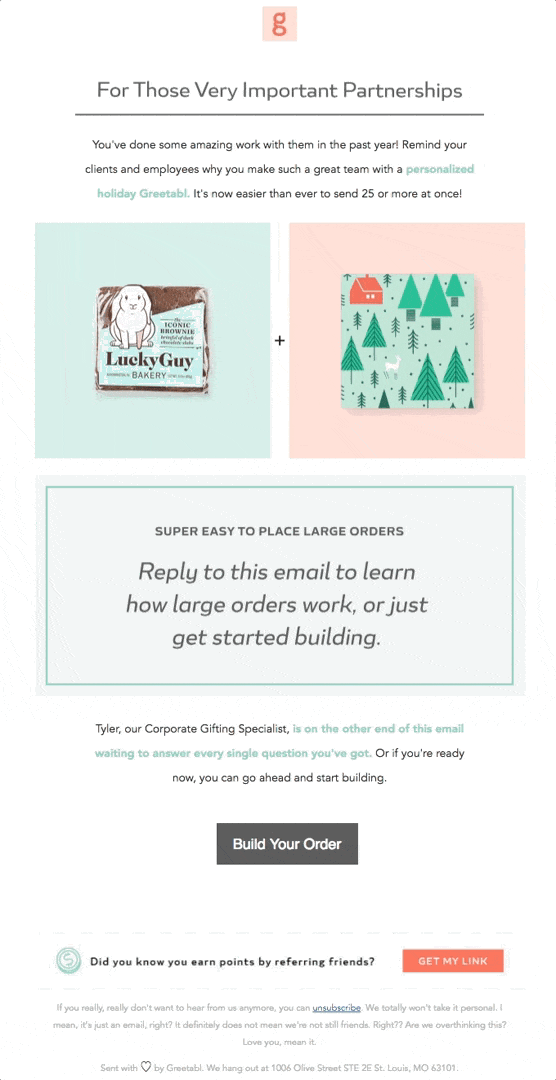 Use gifs to complement the email