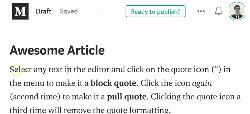 medium private notes, medium private note article, leaving private note medium, medium private comment, medium formmating tip