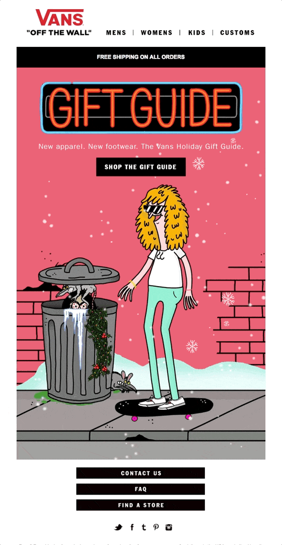 Van's Holiday Gift Guide email