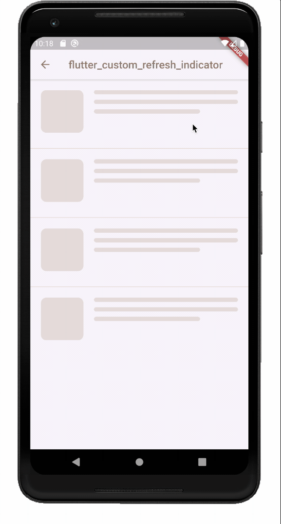 Example of the custom refresh indicator widget.