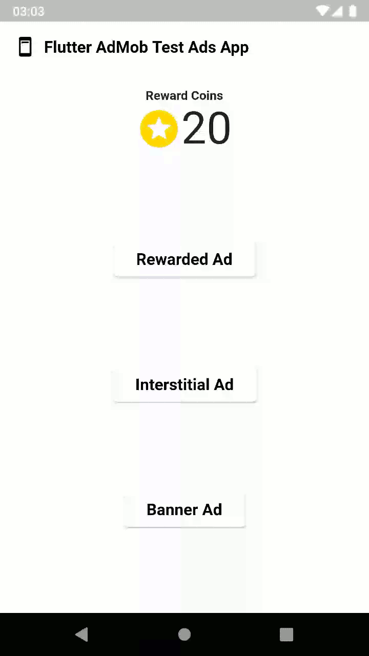 Flutter Mobile Ads AdMob Rewarded Video Ad