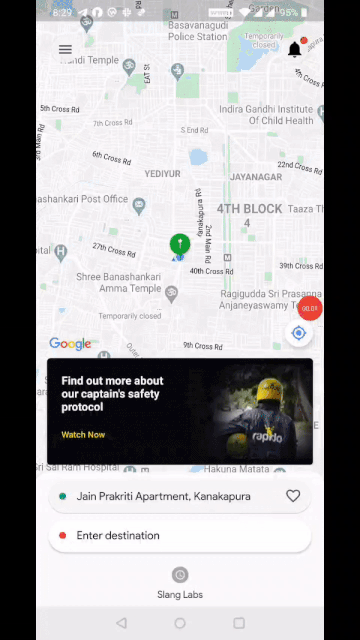 Rapido app with FAQ search that is keyword based