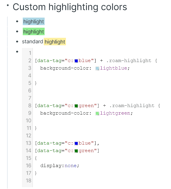 CSS code for coloring highlights based on preceding #tags