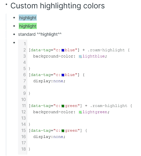Using #tags to change colors of highlighting.