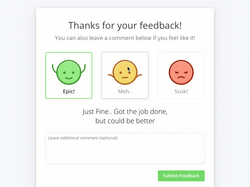 happiness page micro-survey by dribble