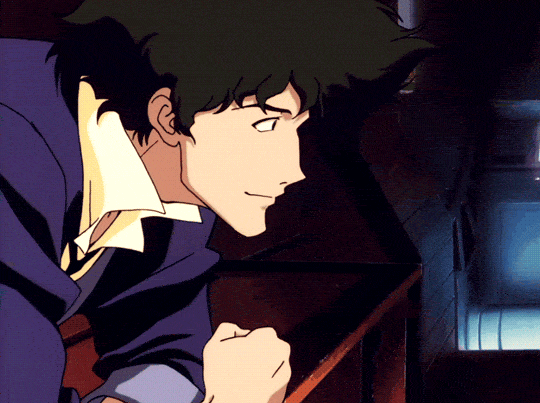cowboy bebop GIF: only the mouth of the character is moving while the rest of the frame stays still