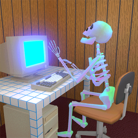 skeleton typing at a computer