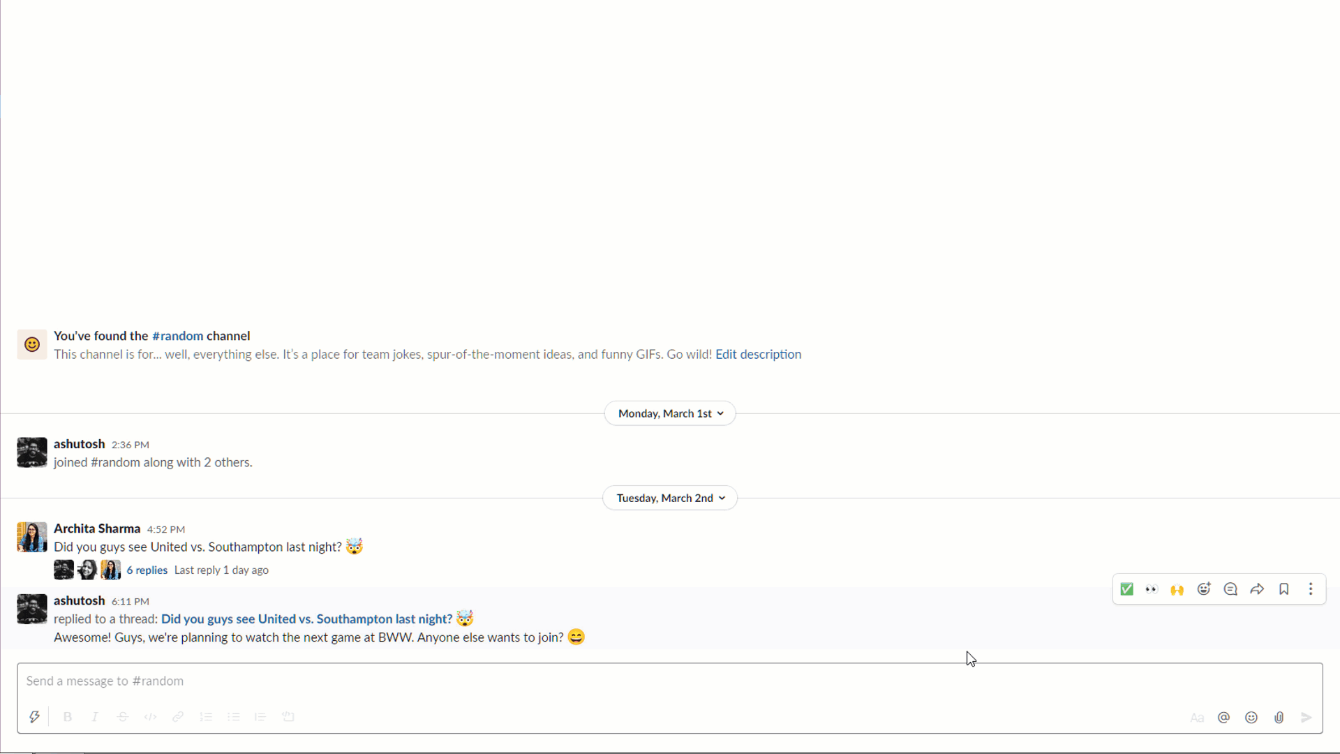 threaded message-slack