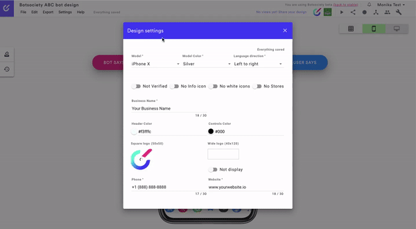 Apple Business Chat Design Settings