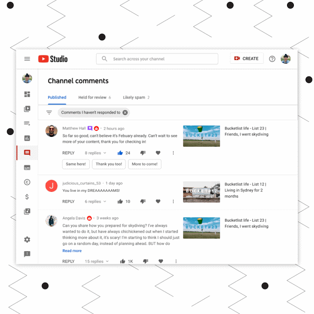 Youtube smart reply