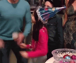 A girl cheering gif