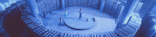 Scrolls crash from shelves from the hit kung fu movie 'Hero'. Like a boss.