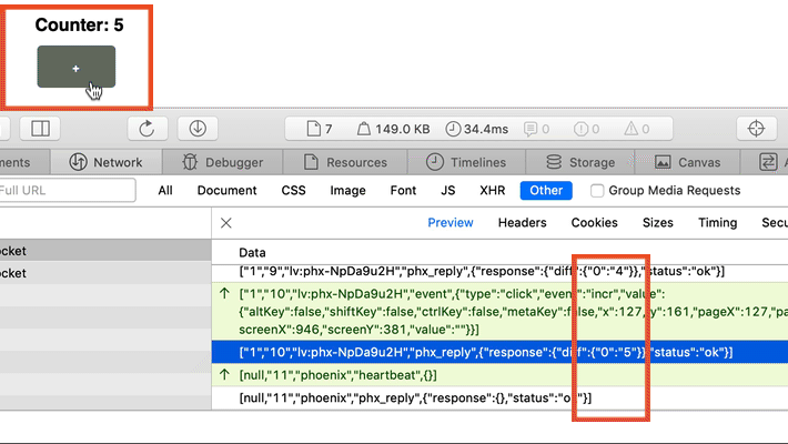 Updated dynamic values are sent back to the browser