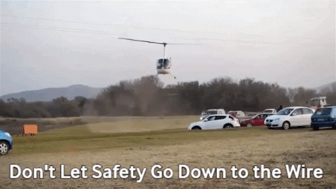Helicopter striking powerlines.
