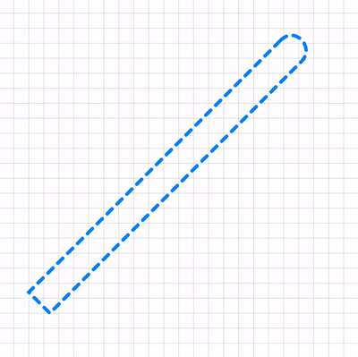 Curved line animating, with clip path and edges visible