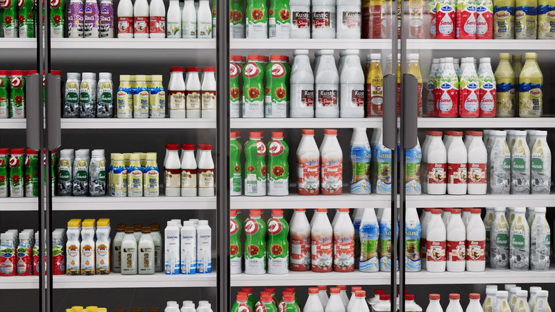 a virtual recreation of a real world supermarket shelf for synthetic computer vision