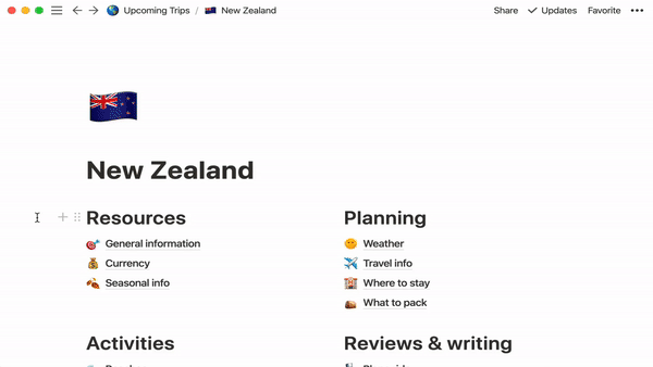 Gif of a Notion workflow going through resources