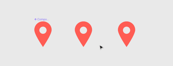 GIF of location pin instances getting changed without affecting all the instances in Figma.
