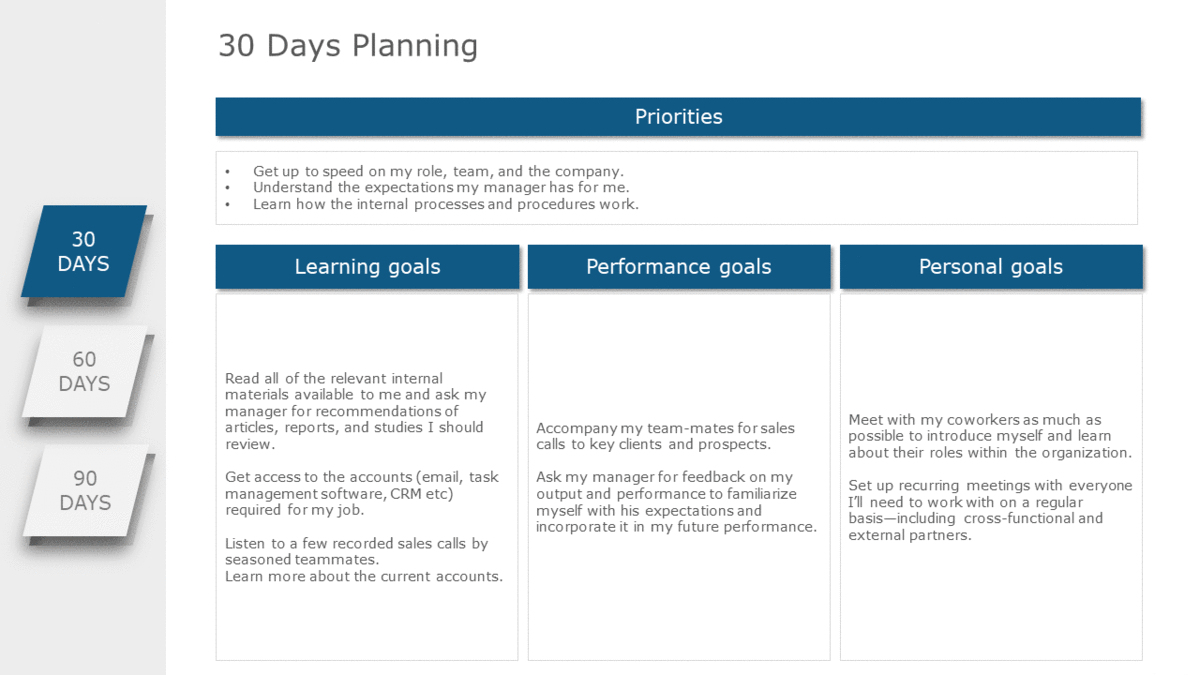 30–60–90 Day Plan Template